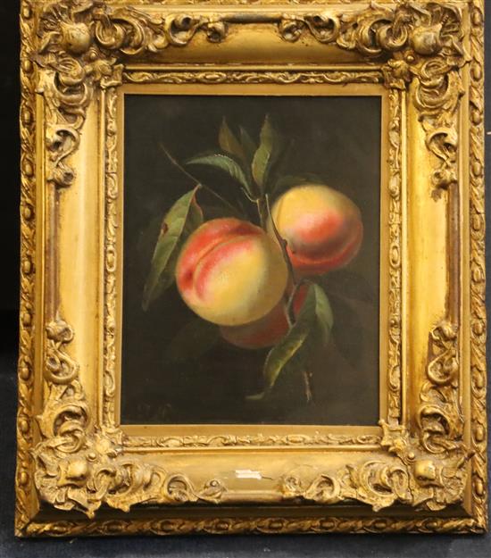 J.P. 1886 Still life of peaches 9.5 x 7.5in.